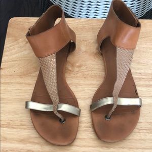 Tan Ankle Closure Sandals